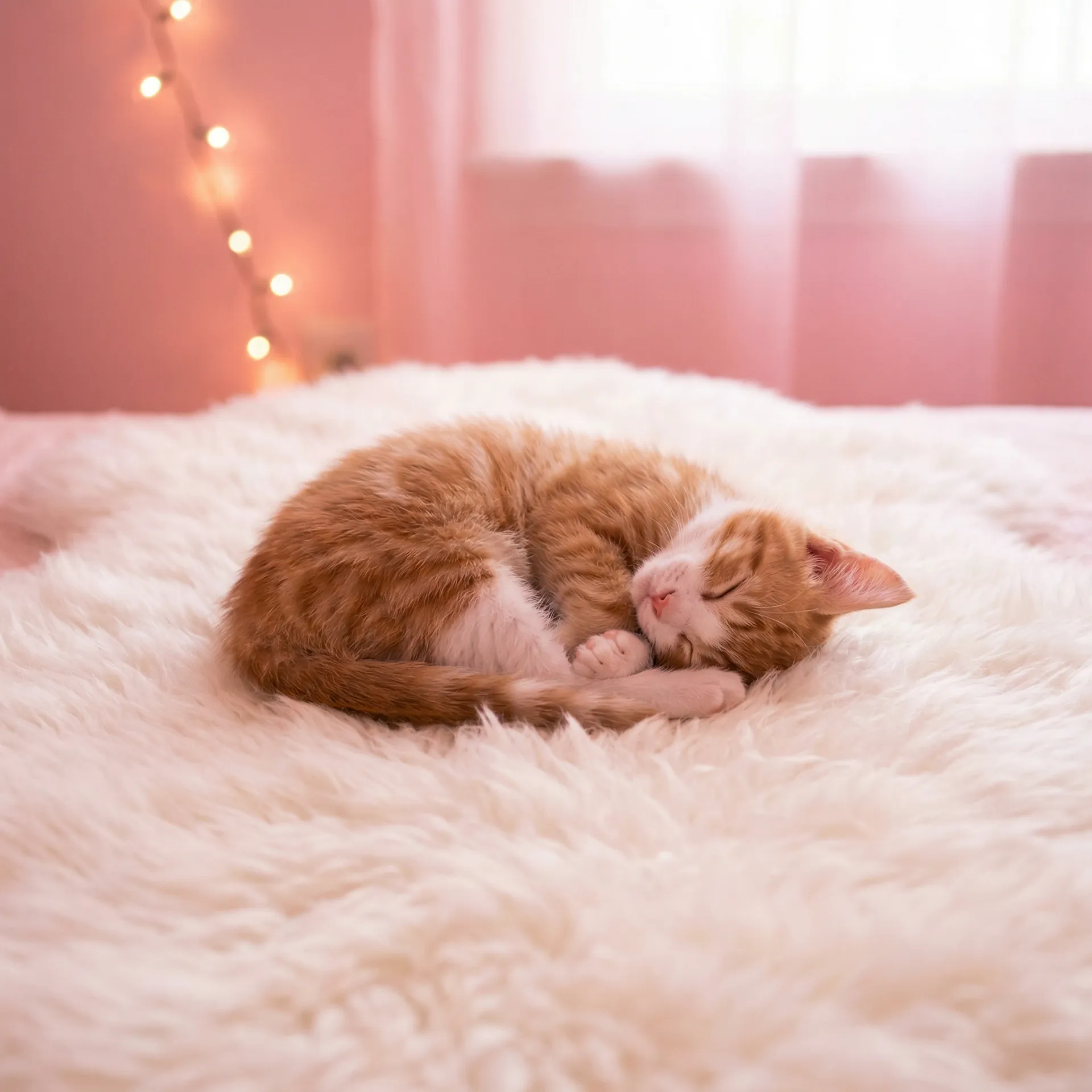 小猫蜷成一团入睡 - 品色永远的免费